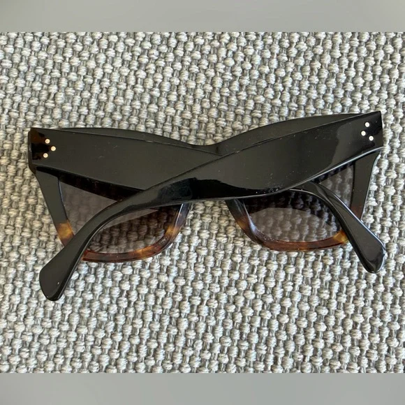 Celine Oversized Black with Tortoiseshell Trim Women’s Sunglasses - Picture 6 of 17